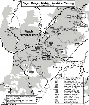 Pisgah Ranger District Roadside Camping Map