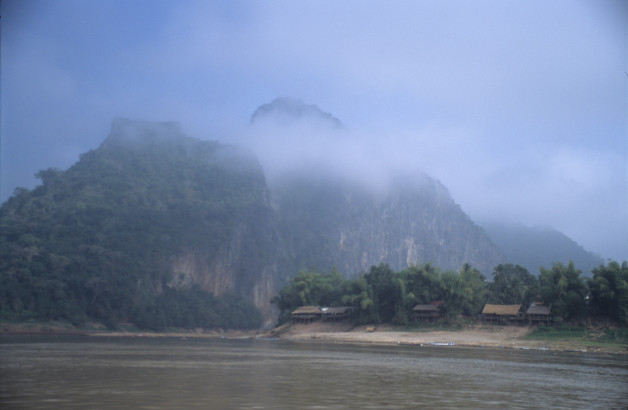View from the slow boat travelling on the Meakong River to Houay Xai