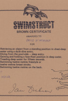 Brown Swimming Certificate