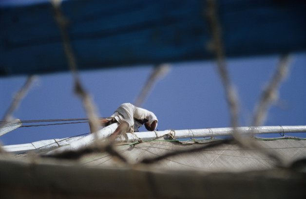 Adjusting the Felucca Sail on the Nile