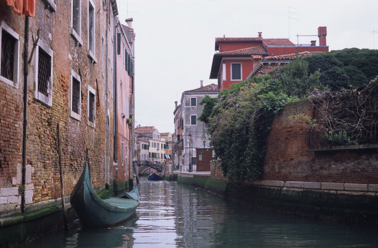 Venetian Gondola Moored on a Canal
