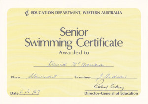 Senior Swimming Certificate