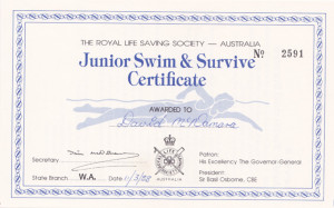 Junior Swim & Survive Certificate