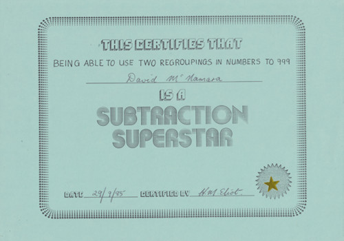 Subtraction Superstar Award